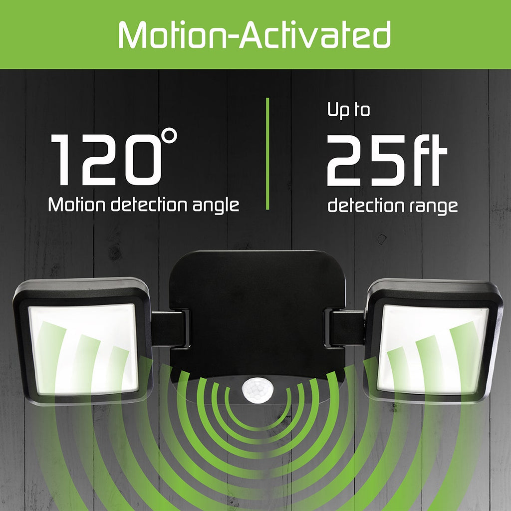Energizer Outdoor Motion-Sensing LED Dual-Head Security Light, Black
