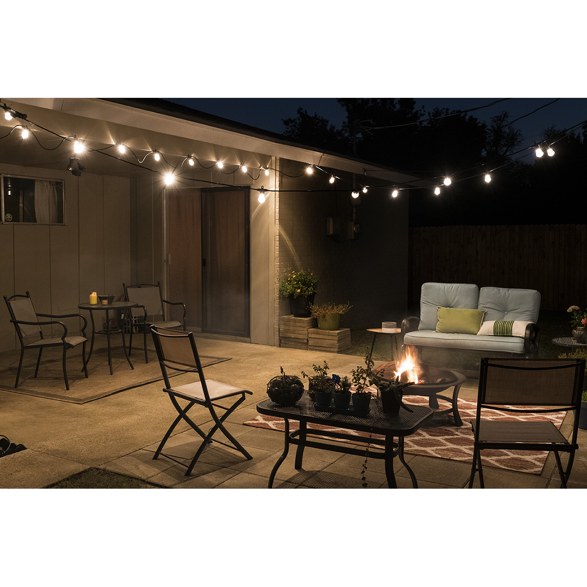 Lights by Night LED Bistro String Lights, 24 Bulbs, 48ft. Black Cord