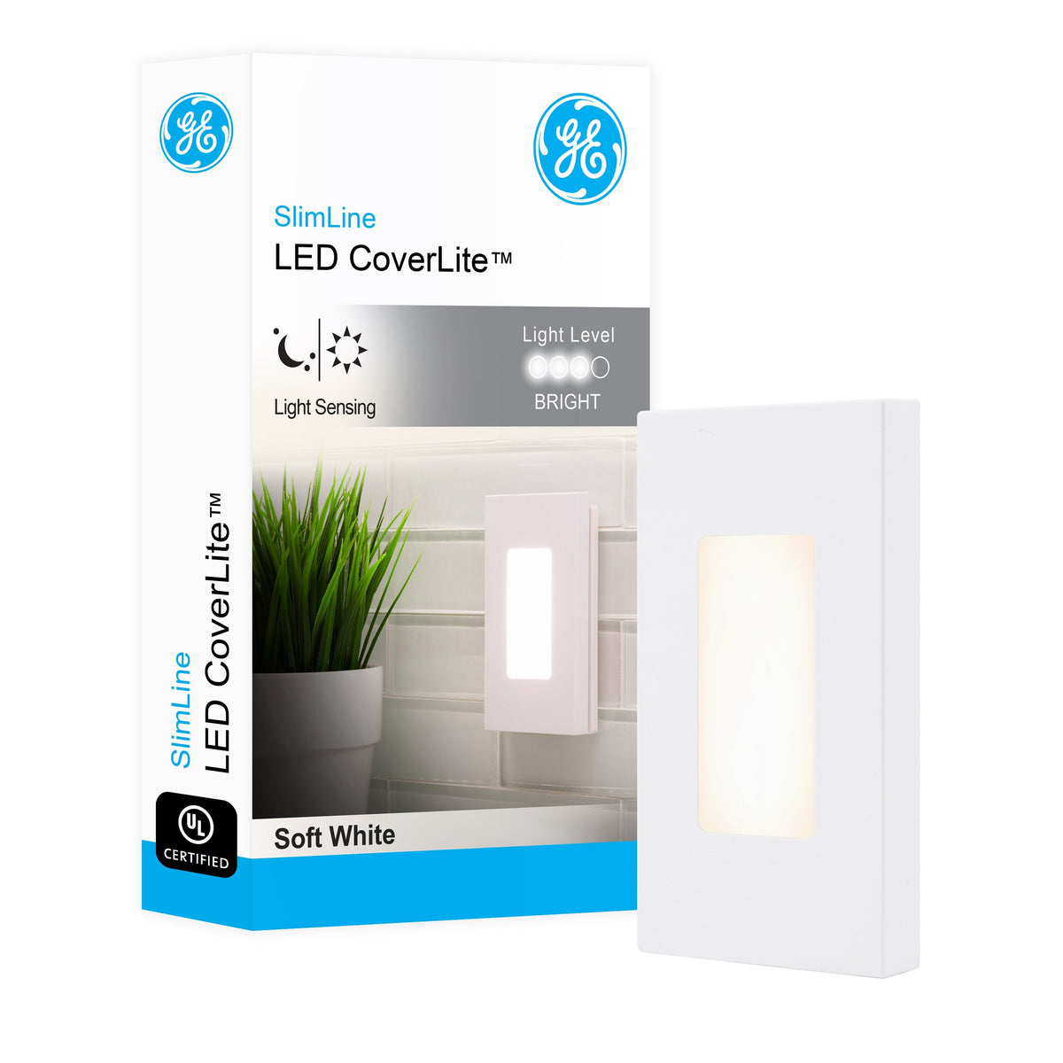 GE Slimline Coverlite Light Sensing LED Night Light, White