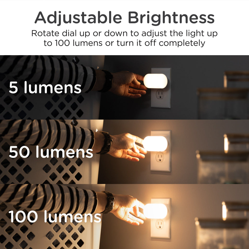 Lights by Night UltraBrite Light Sensing LED Dimmable Mini Night Light, 2 Pack