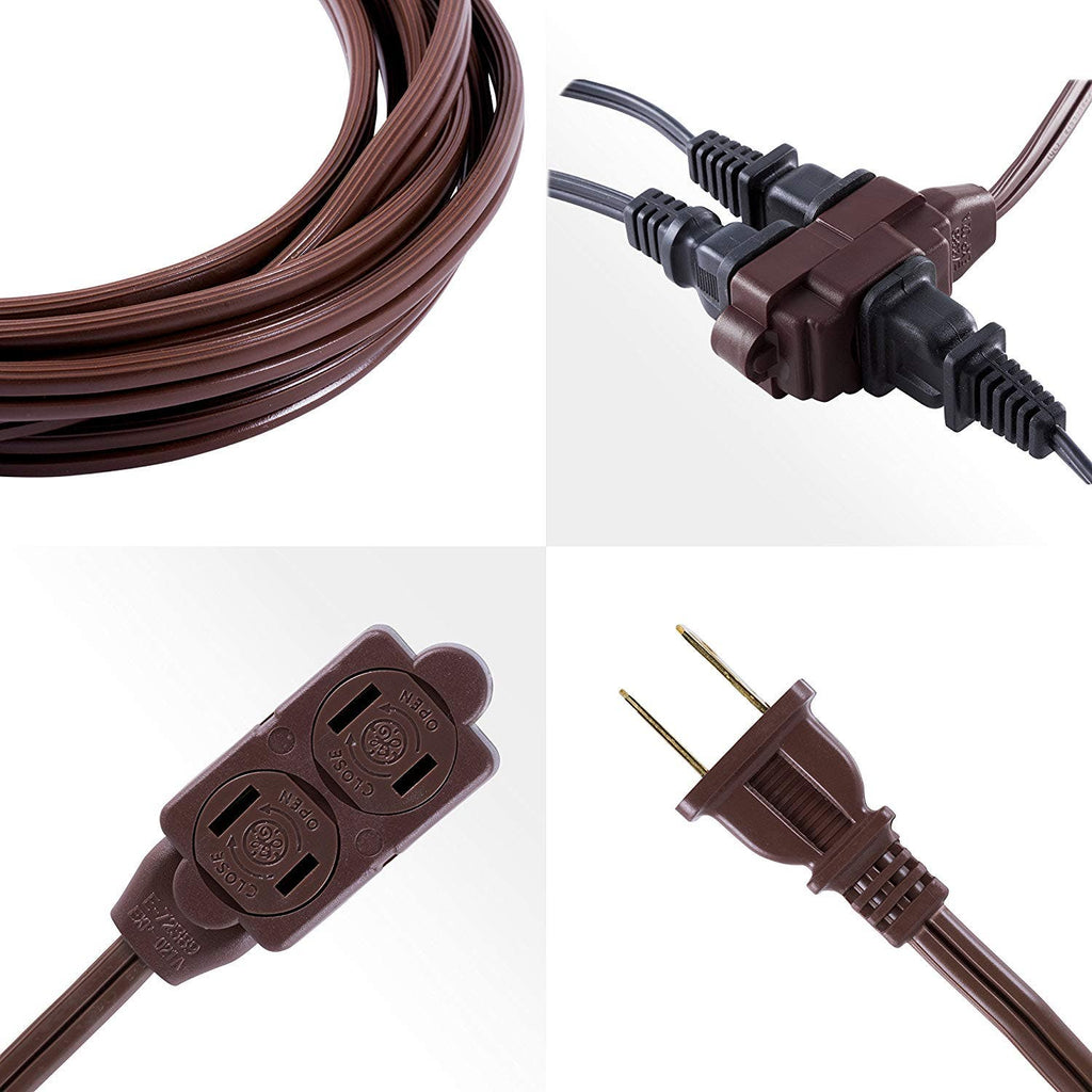 GE 3-Outlet 9ft. Extension Cord with Twist-to-Close Outlets, Brown