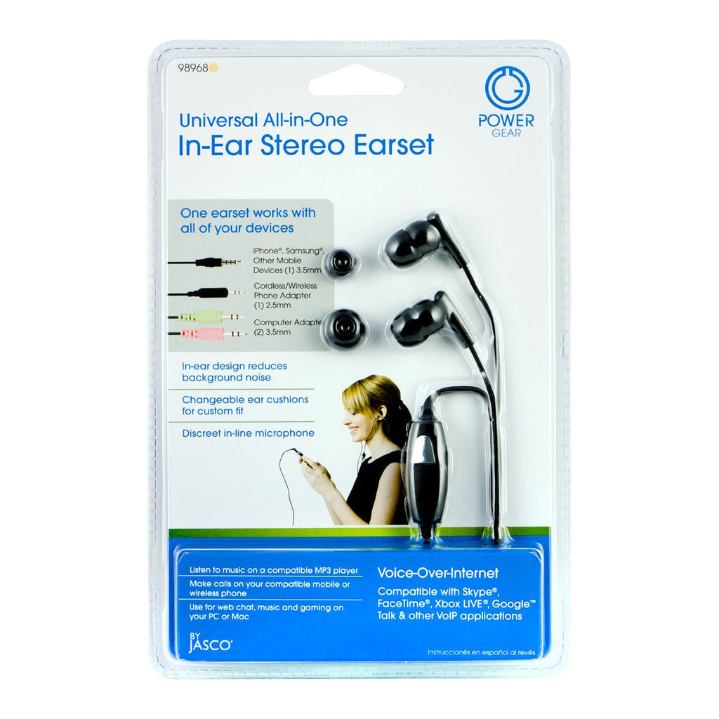 Power Gear Universal All-in-One In-Ear Stereo Earset, Black
