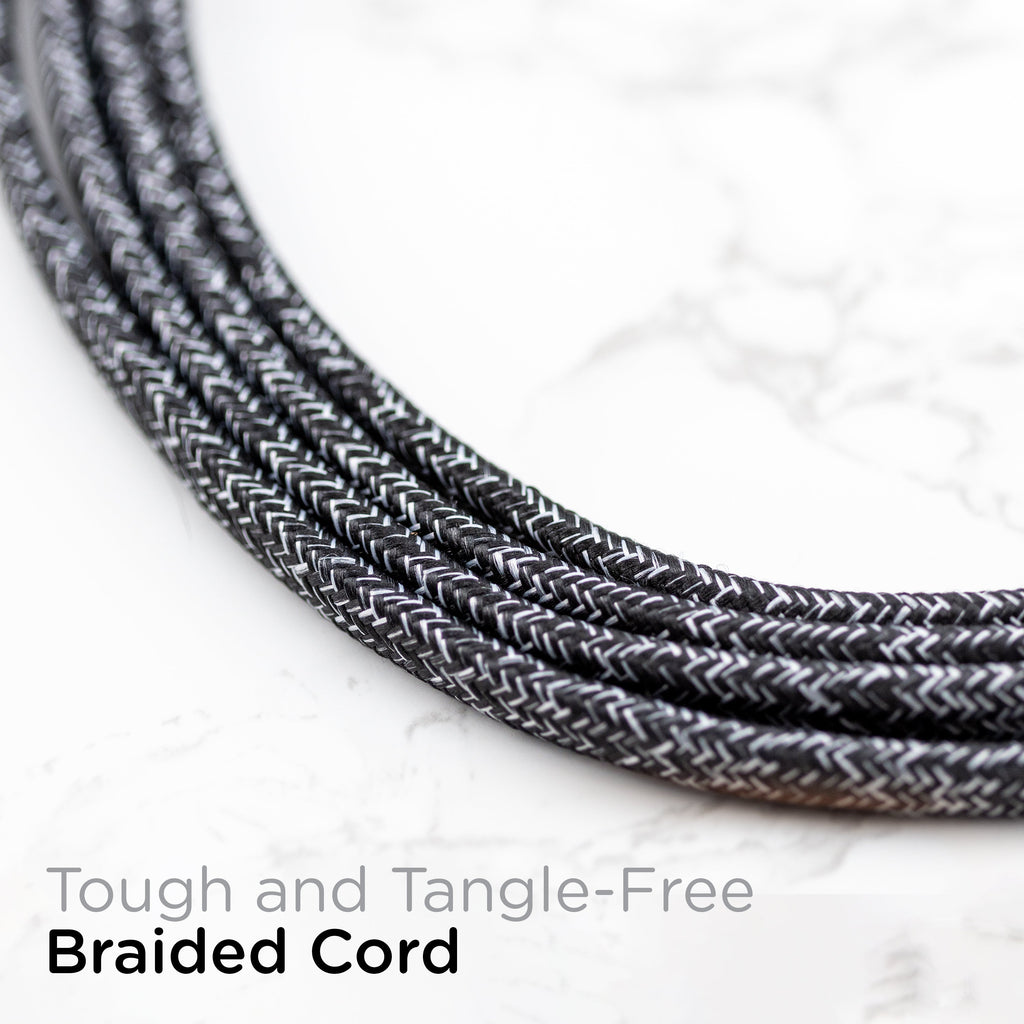 Cordinate 8ft. 3-Outlet Polarized Extension Cord, Black/Gray Heather, Braided Cord