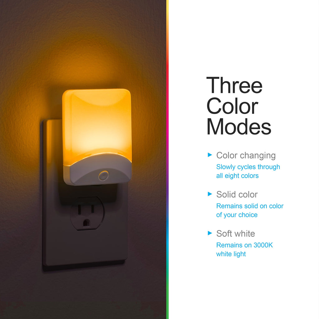 GE Color Changing Light Sensing LED Night Light, 2 Pack, White