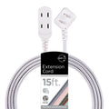 Cordinate 15ft. 3-Outlet Polarized Extension Cord, White/Gray, Braided Cord