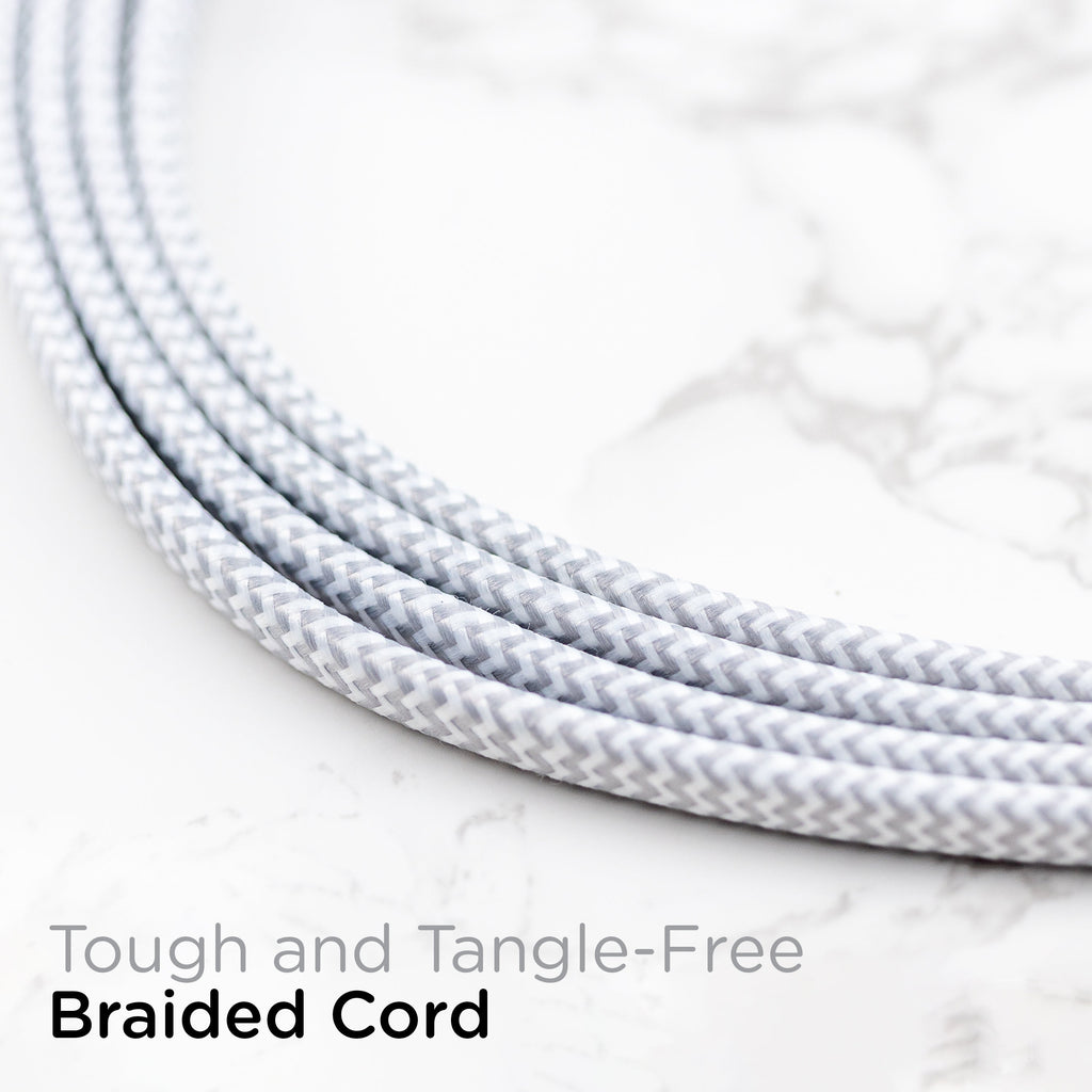 Cordinate 15ft. 3-Outlet Polarized Extension Cord, White/Gray, Braided Cord