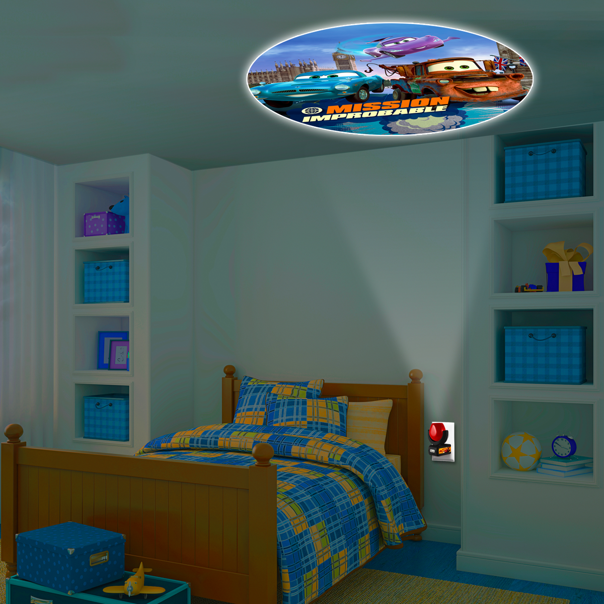 Projectables Disney Pixar Cars Light Sensing 6-Image LED Night Light, Black