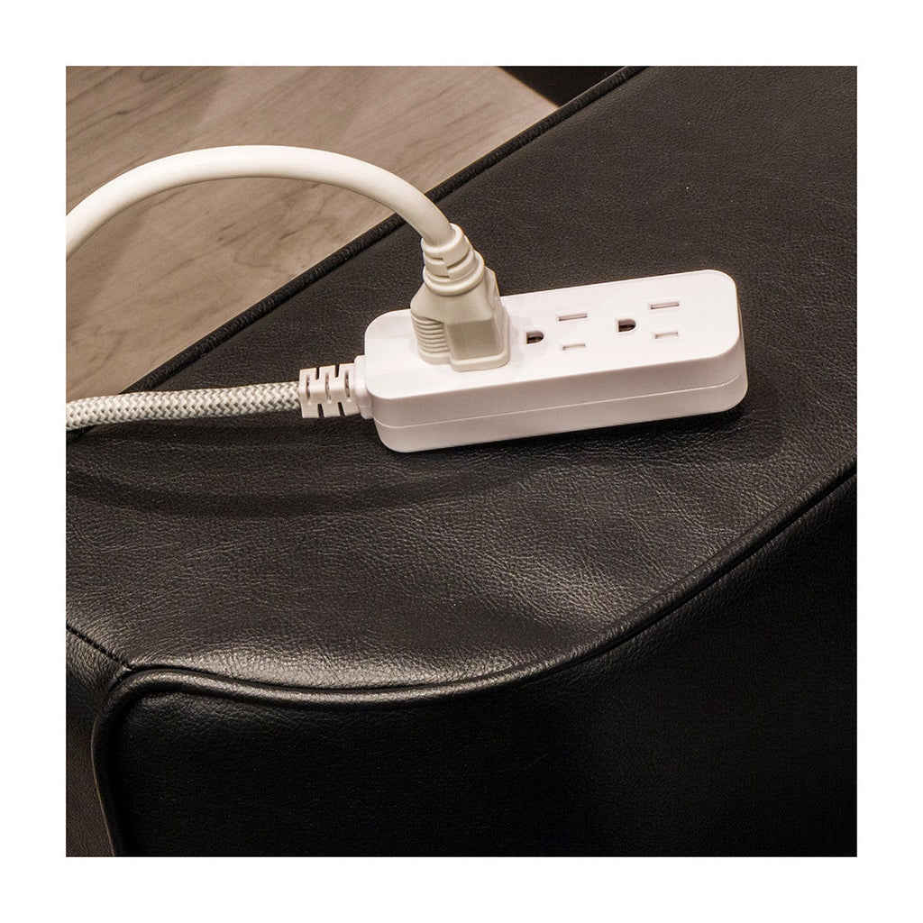GE Pro 3-Outlet 15ft. Braided Extension Cord, Gray/White