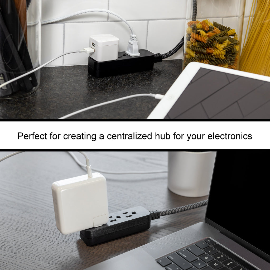 GE Pro Extension Cord with Surge Protection, 15ft., 3-Outlet Surge Black/Gray