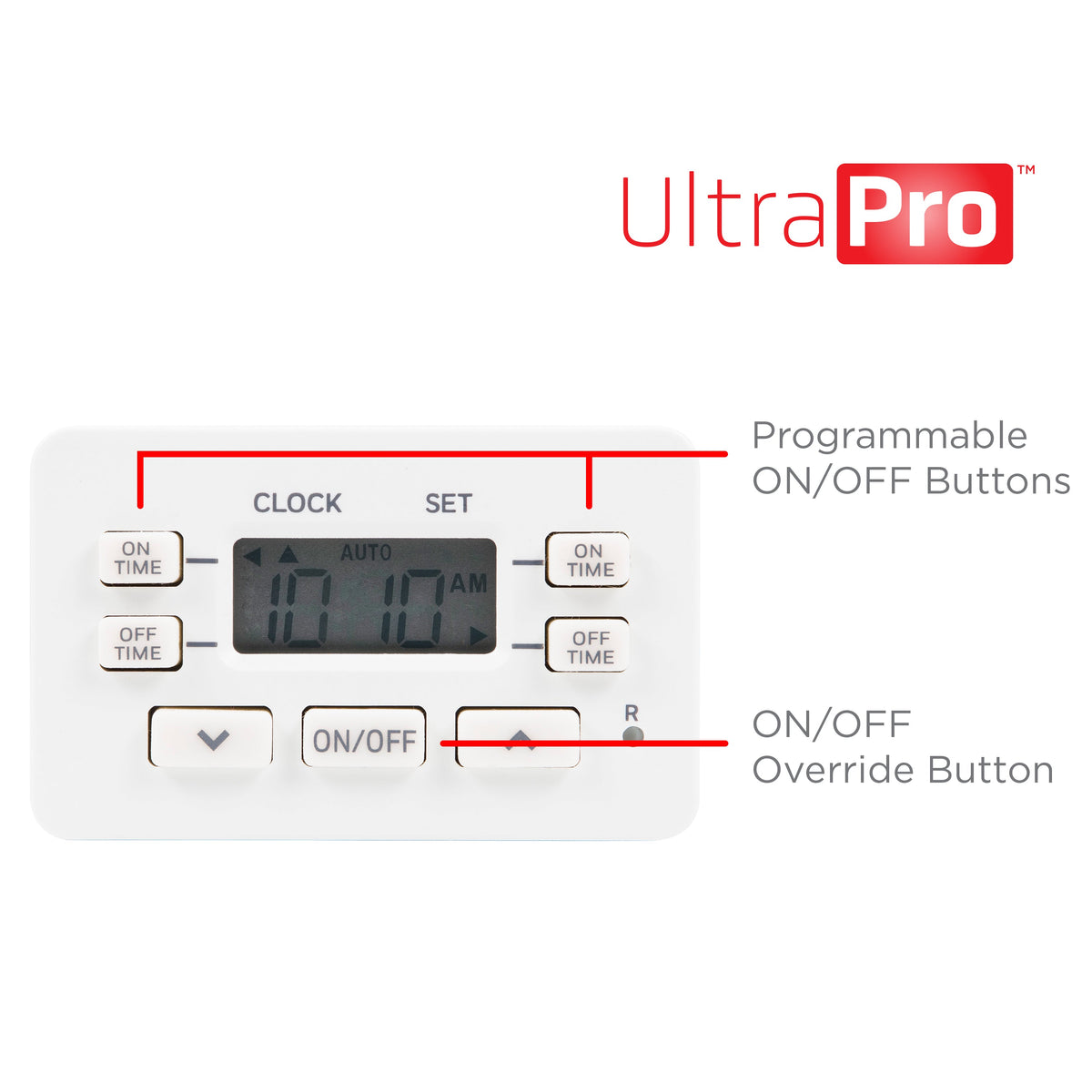 UltraPro Indoor Plug-In 24-Hour Digital Bar Timer, White