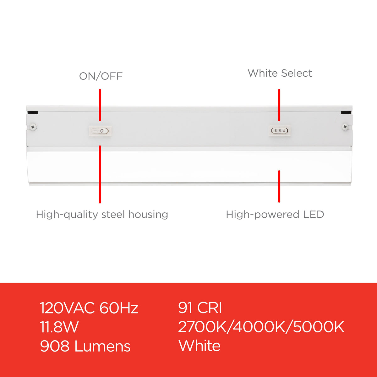 UltraPro 24in. Direct Wire LED Light Fixture with White Select