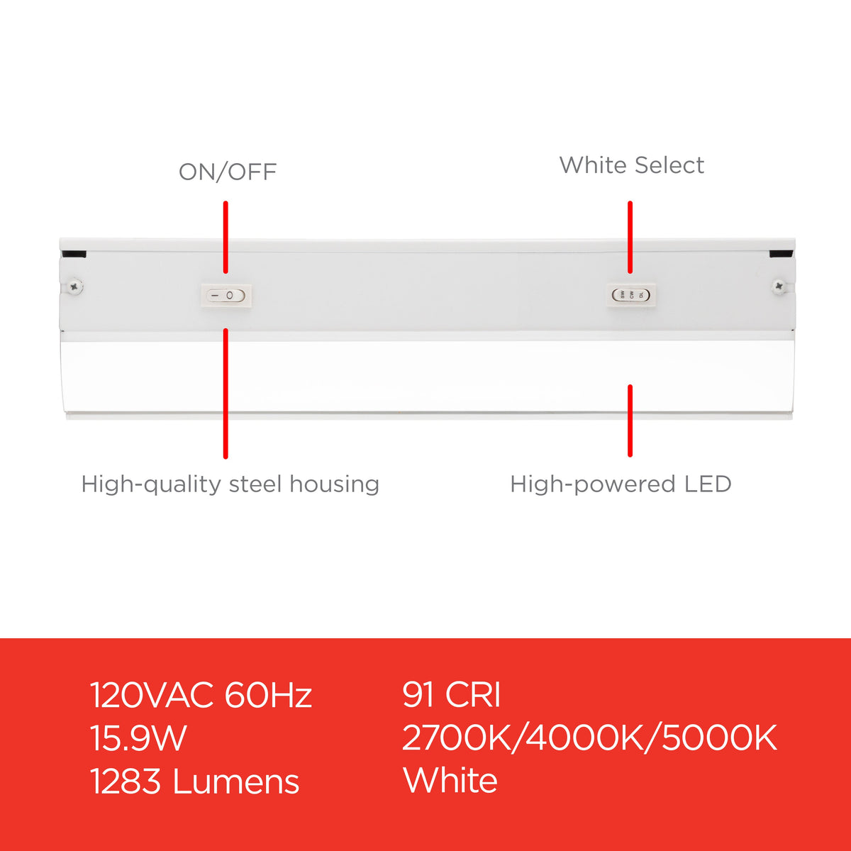 UltraPro 36in. Direct Wire LED Light Fixture with White Select