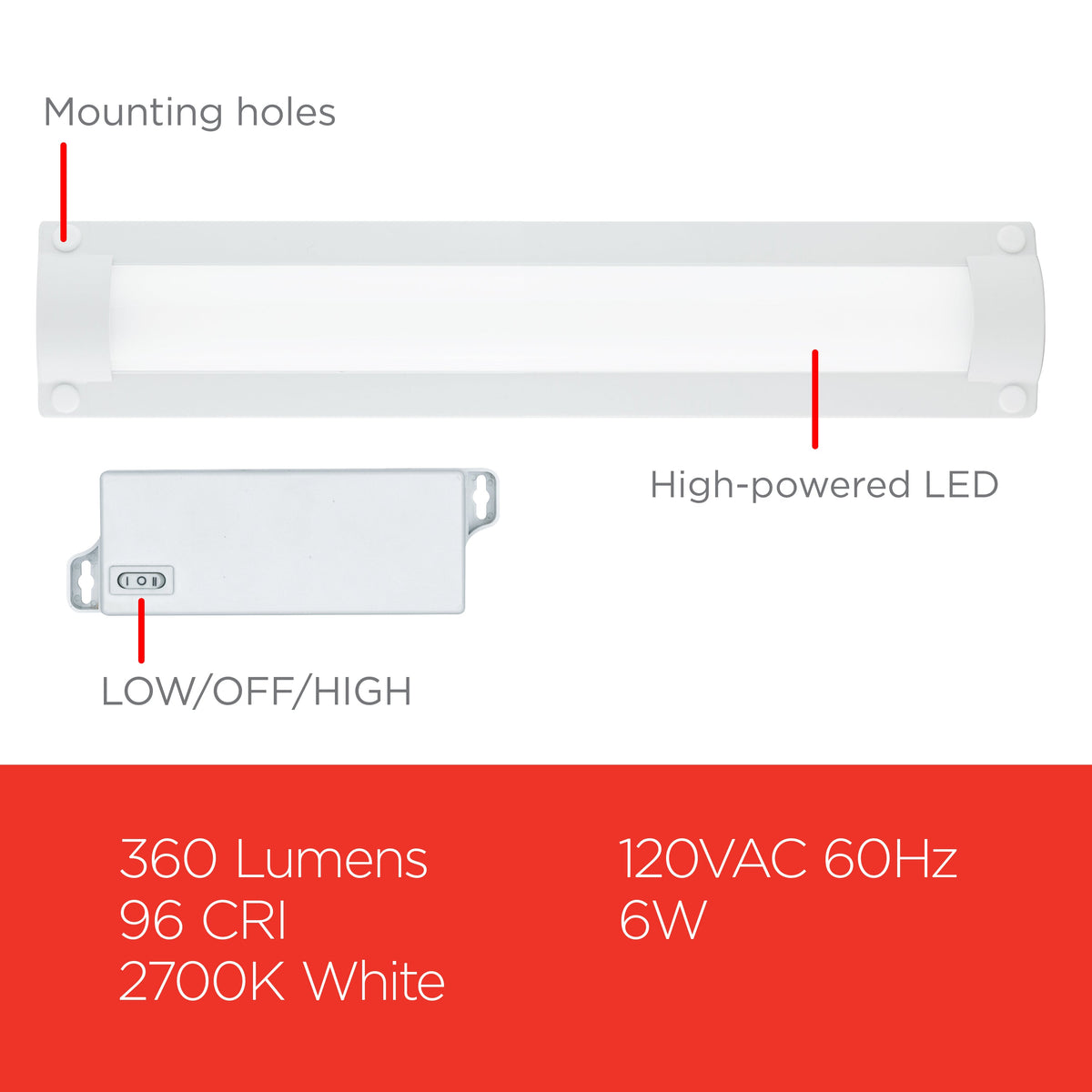 UltraPro Bright-Select Plug-In LED Light Fixture, 12in
