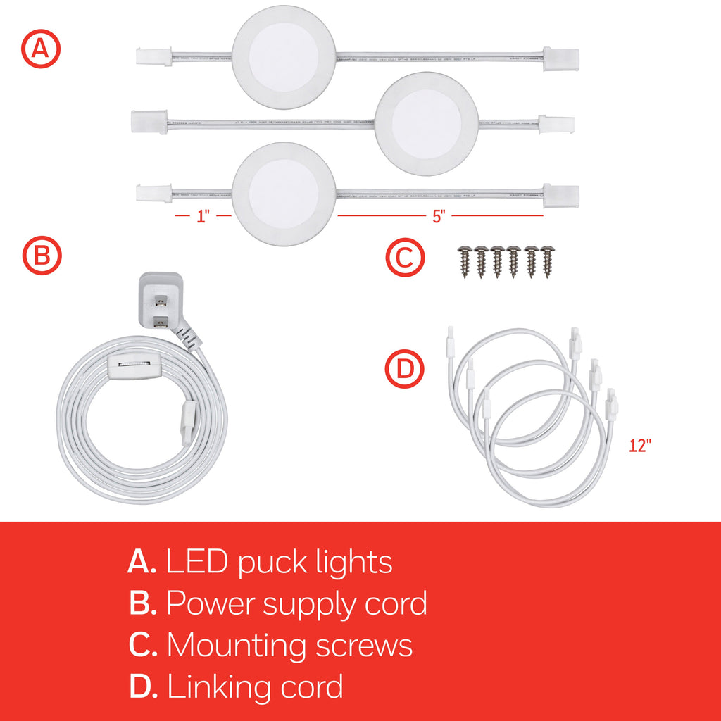UltraPro Linkable Recessed Puck Lights, 3 pk