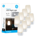 GE Light Sensing LED Night Light, White, 8 Pack