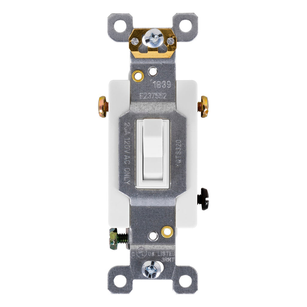 GE UltraPro Single Pole 3-Way Heavy-Duty Toggle Switch, White