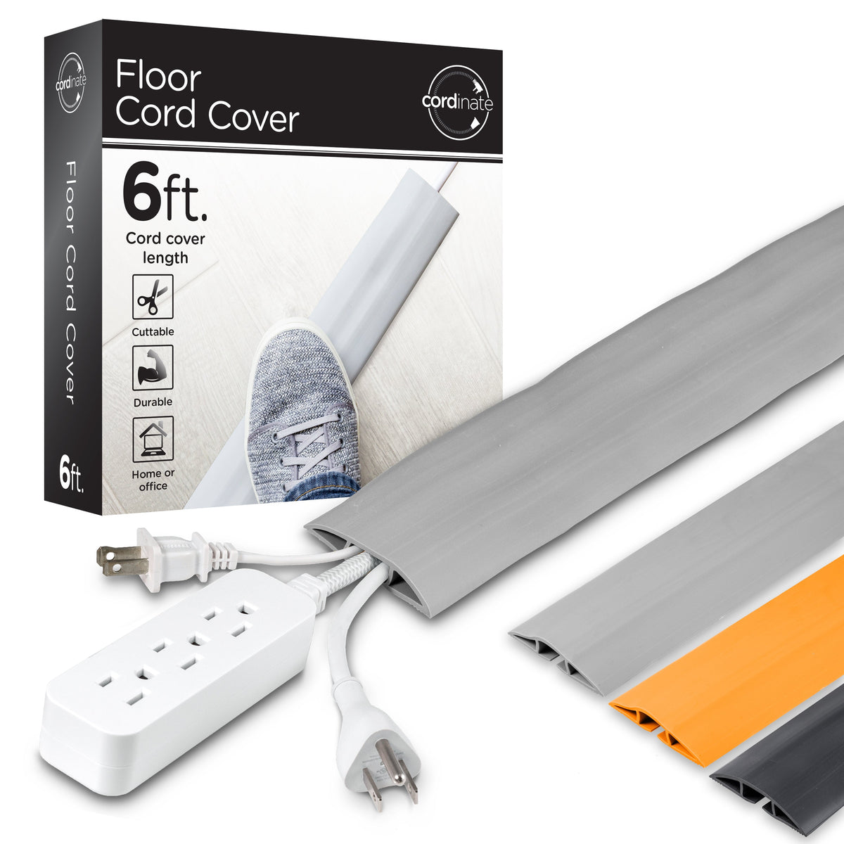 Cordinate Cable Management Floor Cover, 6ft., Gray