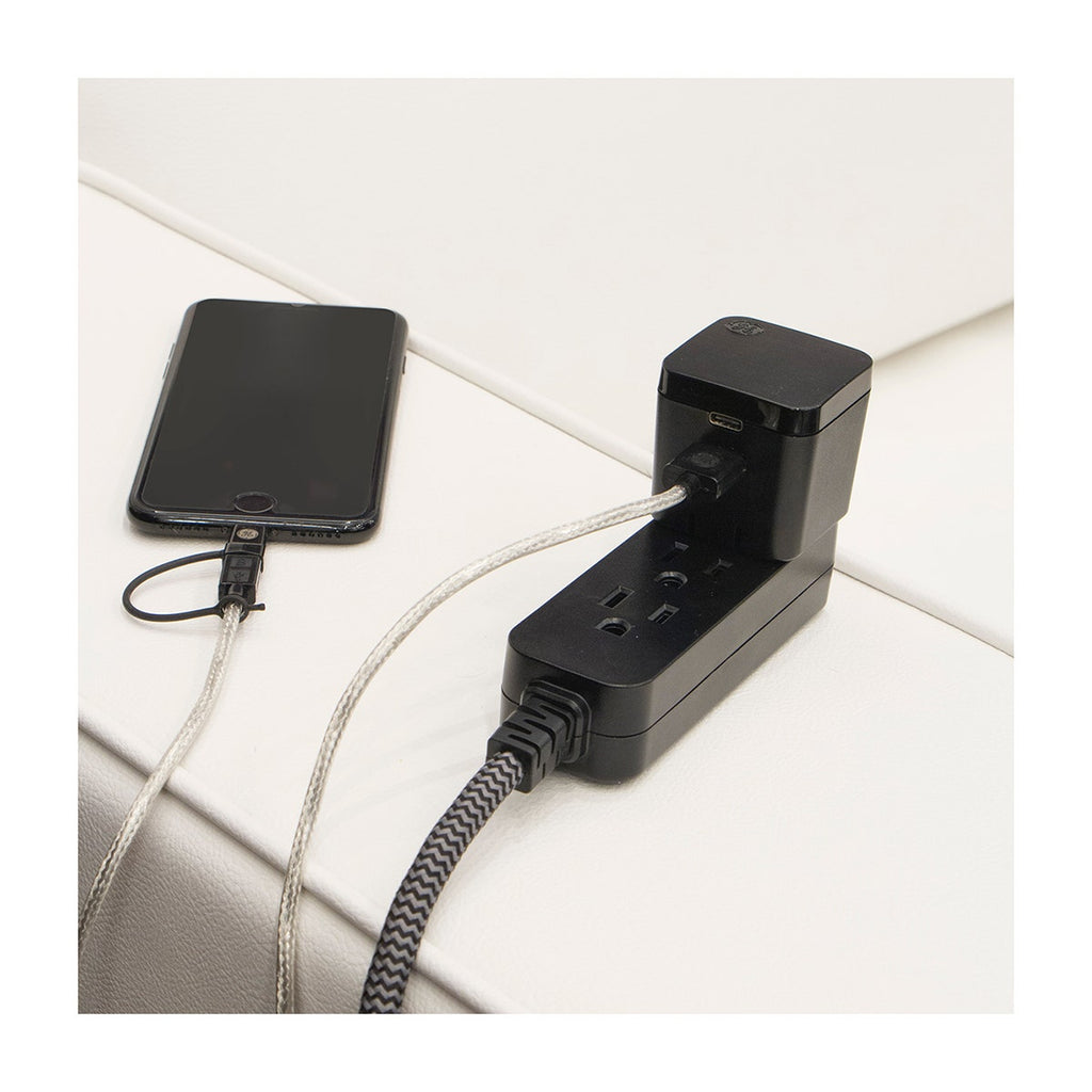 GE Pro 3-Outlet 8ft. Braided Extension Cord, Black