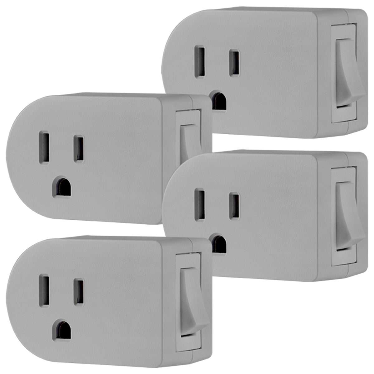 UltraPro Grounded Outlet Power Switch, Gray, 4pk