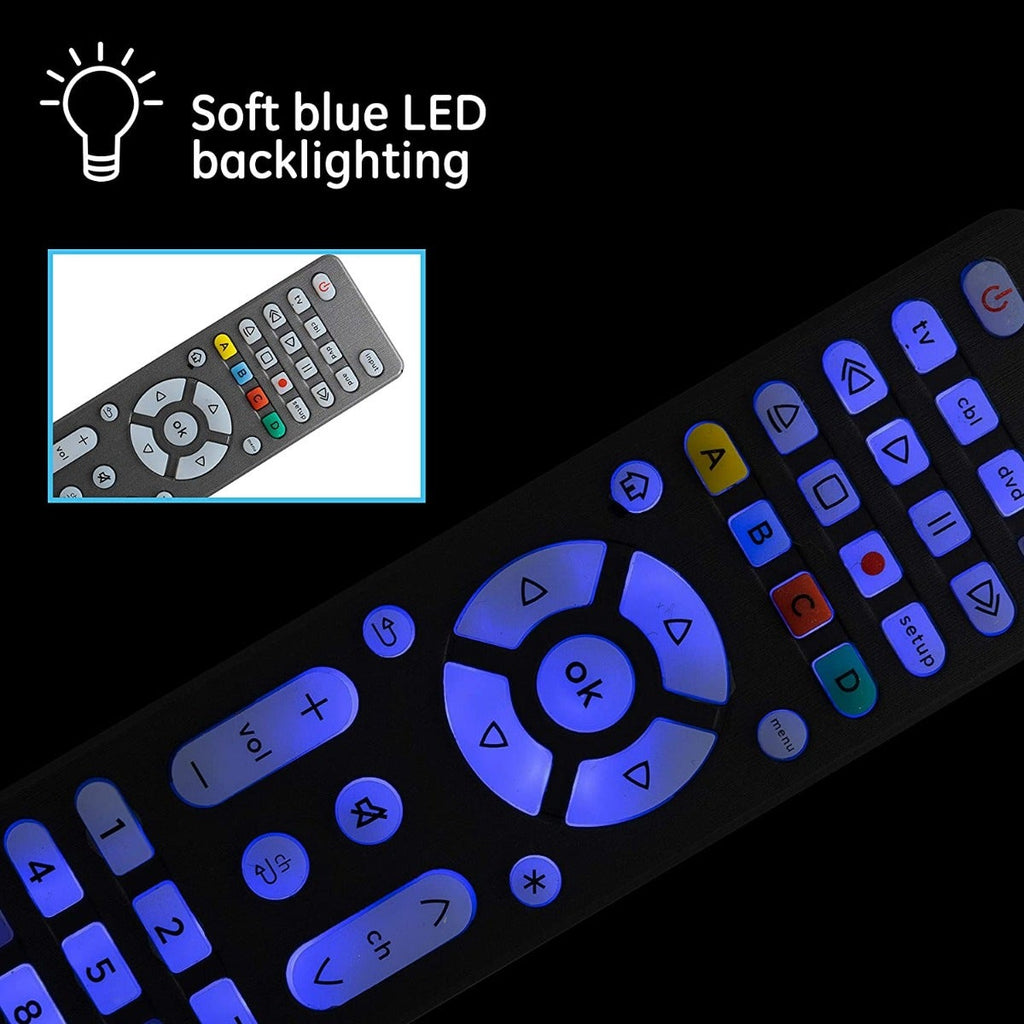 GE 4-Device Backlit Universal Remote, Brushed Graphite