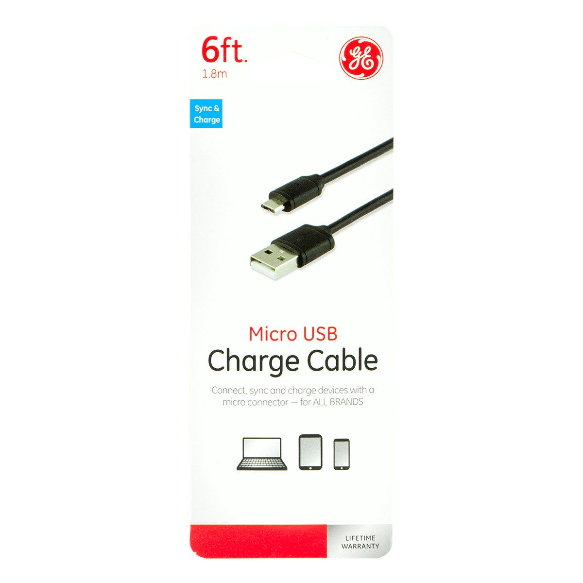 GE 6ft. Micro USB 2.0 Charging Cable, Black
