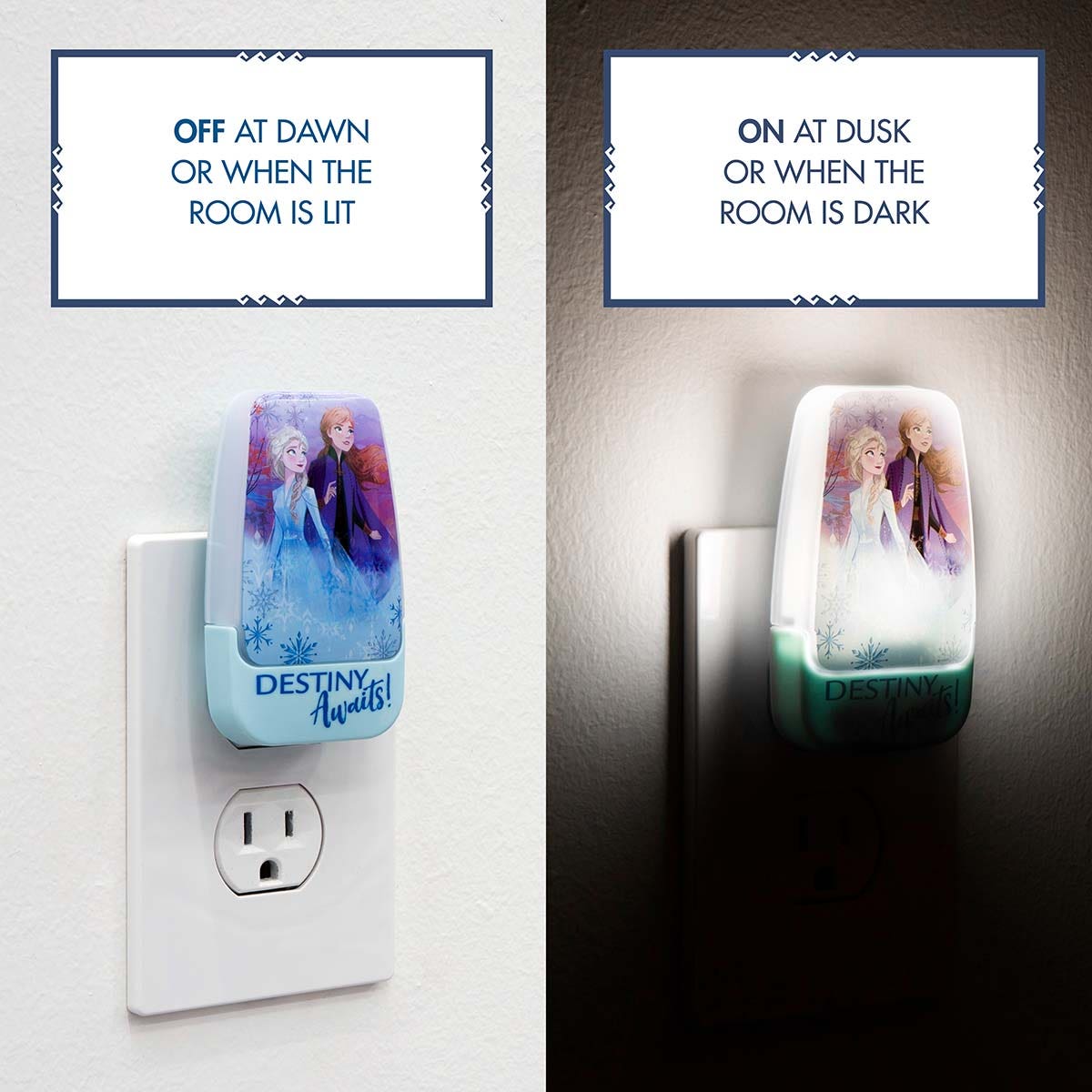 Disney Frozen II Light Sensing LED Night Light, Blue
