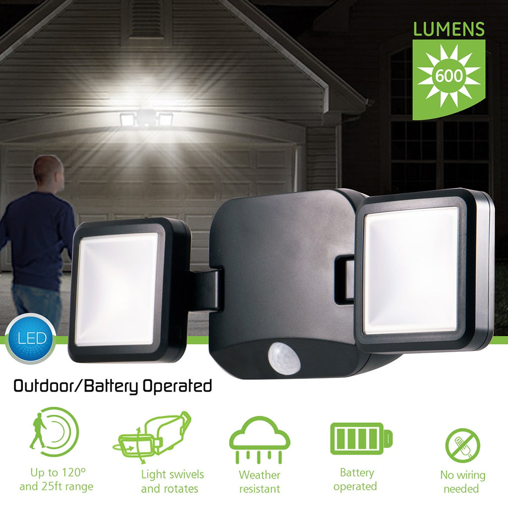 Energizer Outdoor Motion-Sensing LED Dual-Head Security Light, Black