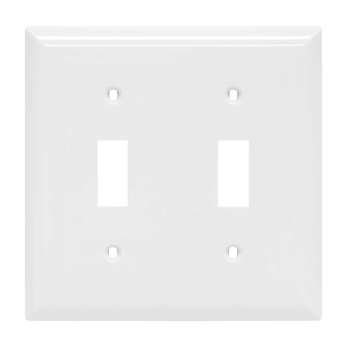 Power Gear Double Toggle Switch Oversized Wall Plate, White