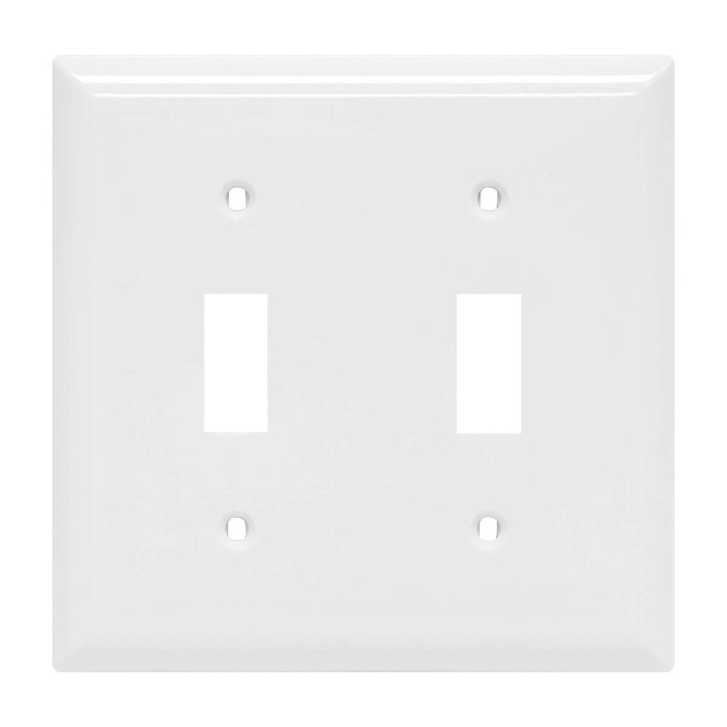 Power Gear Double Toggle Switch Oversized Wall Plate, White