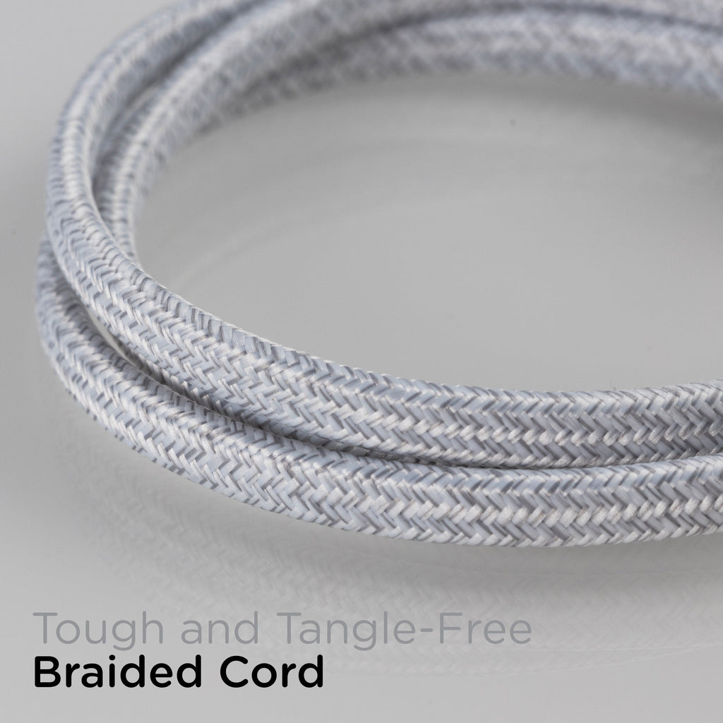 Cordinate 3-Outlet 12ft. Dual Split Extension Cord Braided, Indoor, White