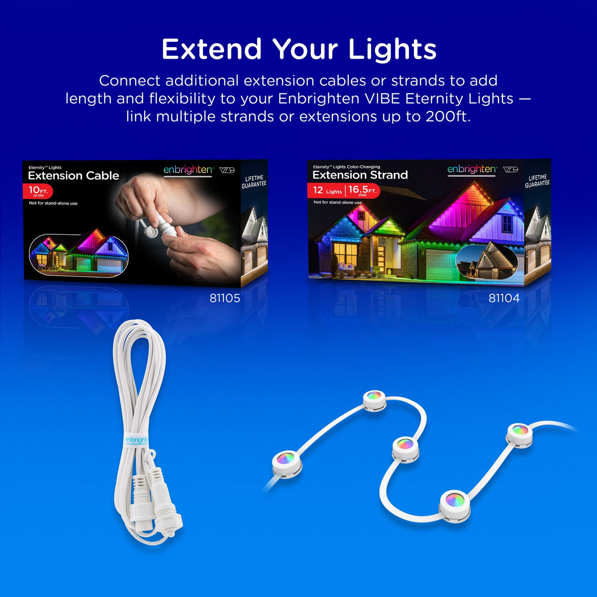 Enbrighten WiFi VIBE Color-Changing Permanent Outdoor Eternity Eave Lights, 108 Lights, 150ft. White