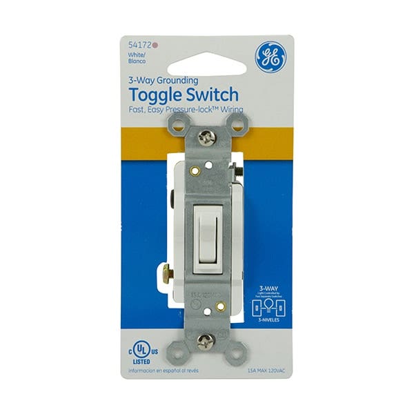 GE 3-Way Grounding Toggle Switch, White