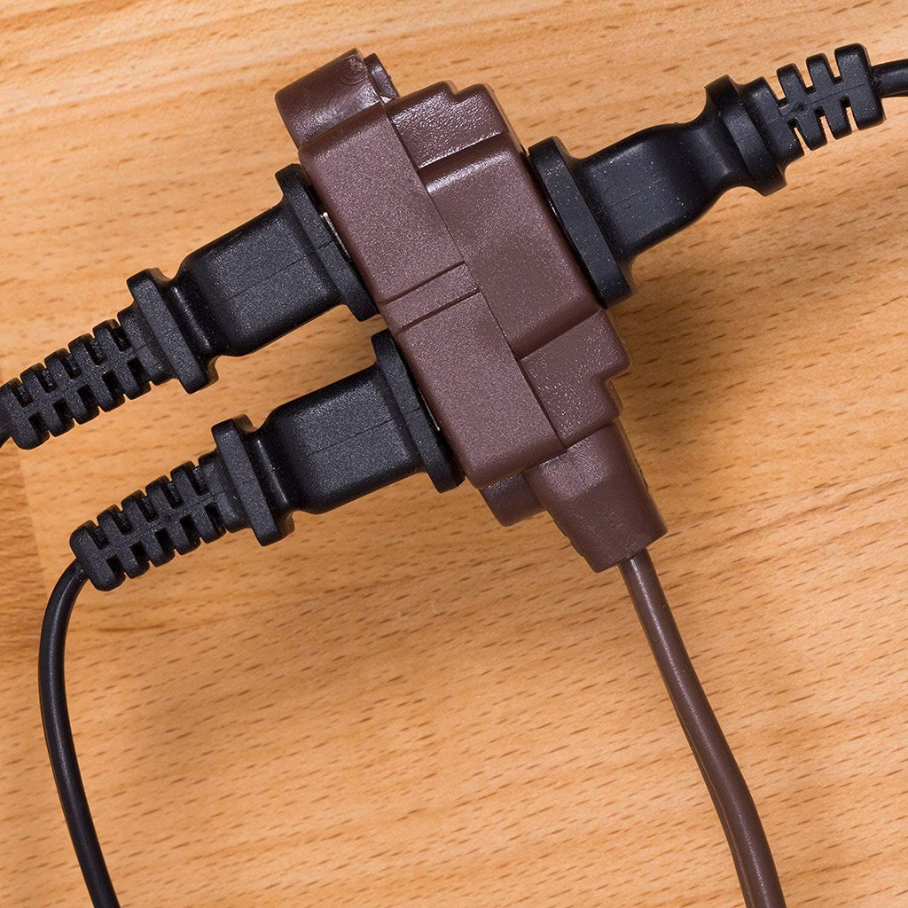 GE 3-Outlet 15ft. Extension Cord with Twist-to-Close Outlets, Brown