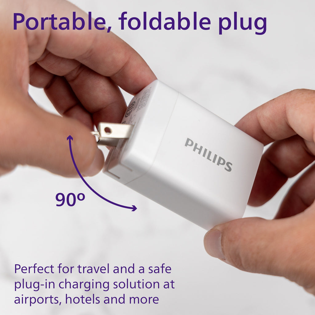 Philips 1 USB and 2 USB-C Wall Charger with Power Delivery, White