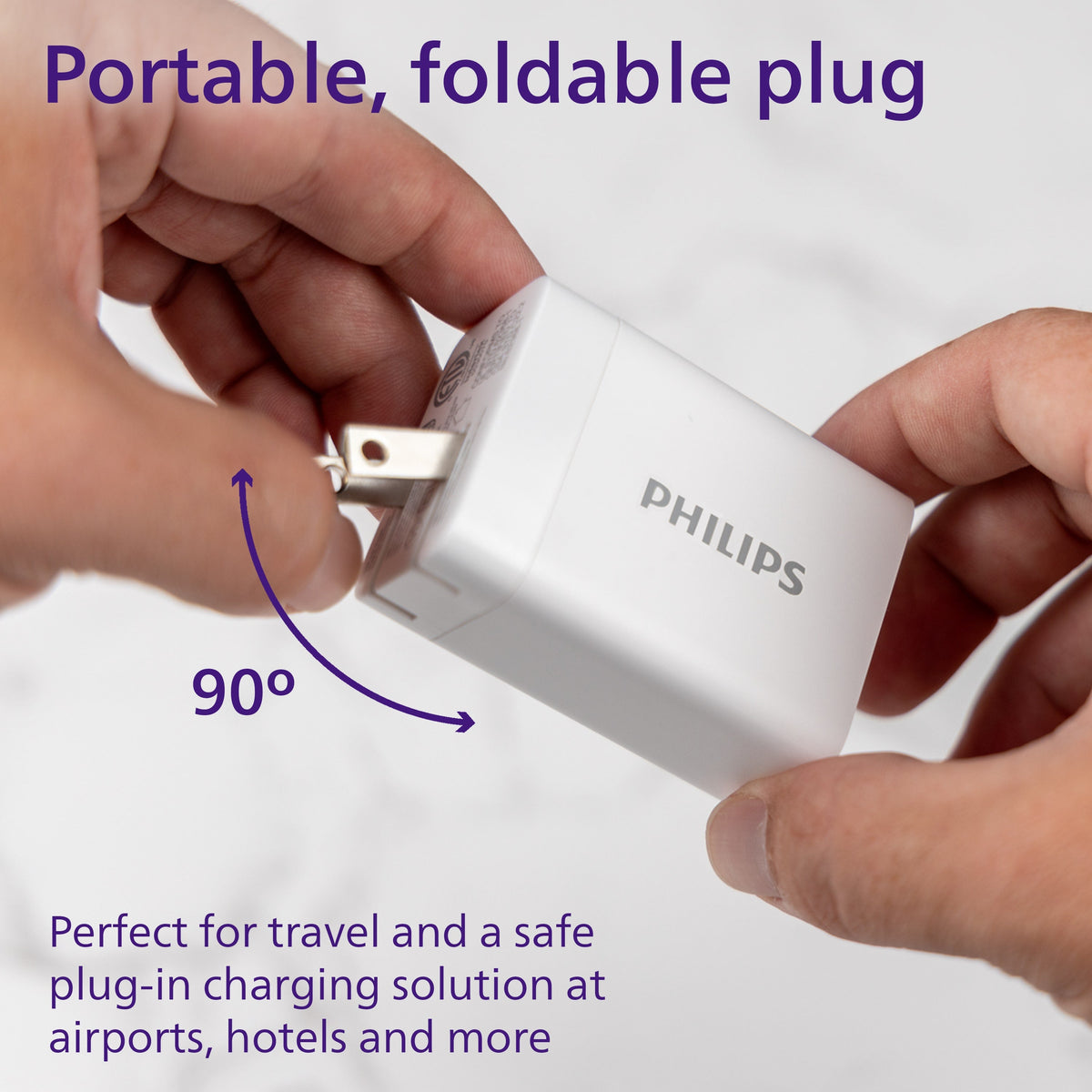 Philips 1 USB and 2 USB-C Wall Charger with Power Delivery, White
