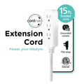 Cordinate 15ft. 3-Outlet Indoor Extension Cord, Gray/White