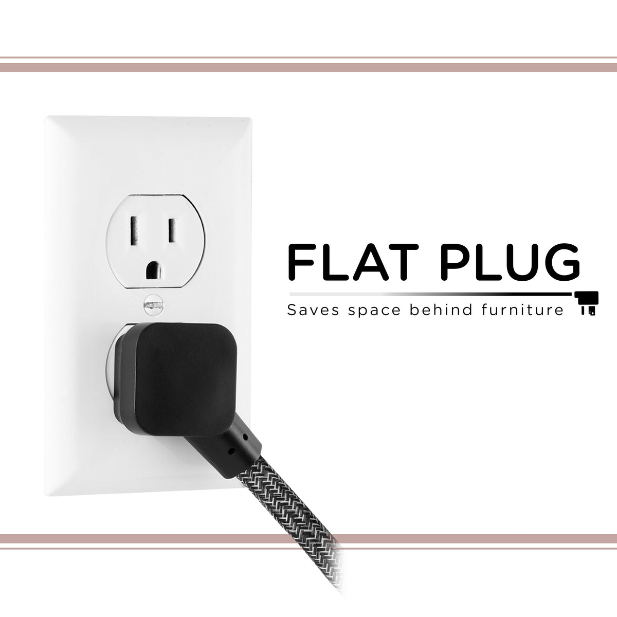 Cordinate 15ft. 3-Outlet Extension Cord, Black Heather