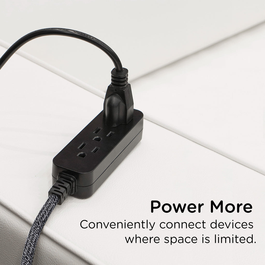 Cordinate 15ft. 3-Outlet Extension Cord, Black Heather