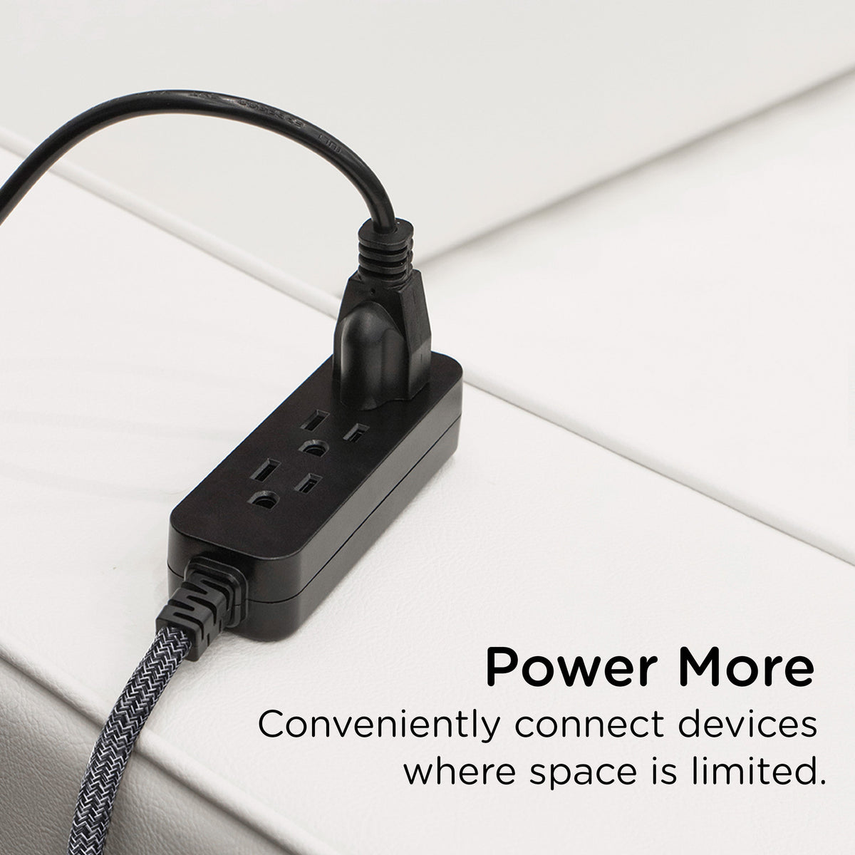 Cordinate 15ft. 3-Outlet Extension Cord, Black Heather
