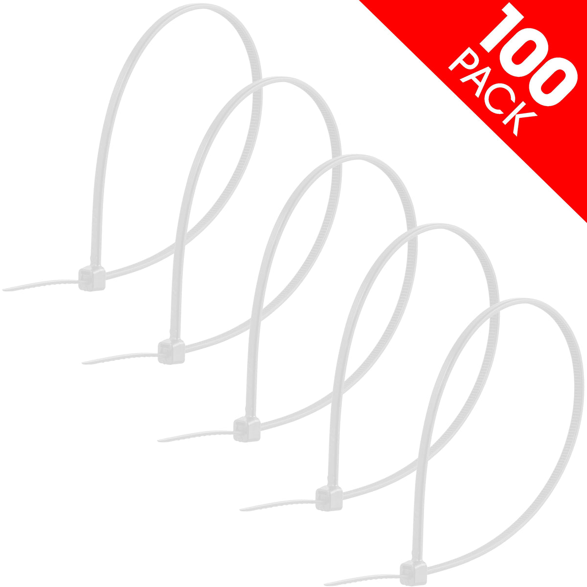 Power Gear Plastic Cable Ties, Clear, 8in, 100pk