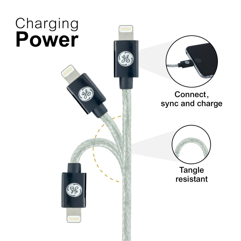 GE 6ft. USB-A Lightning Charging Cable, Silver