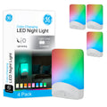 GE Color-Changing LED Night Light, Light Sensing, White, 4 Pack
