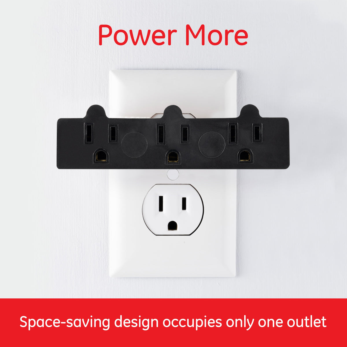 GE 3-Outlet Grounded Tap Adapter, Black