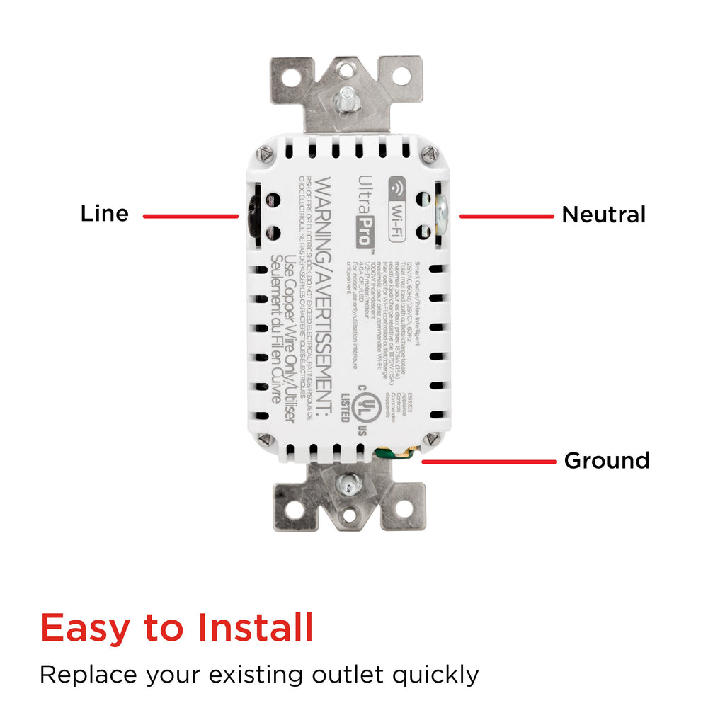 UltraPro Wi-Fi In-Wall Smart Receptacle, 4 pack