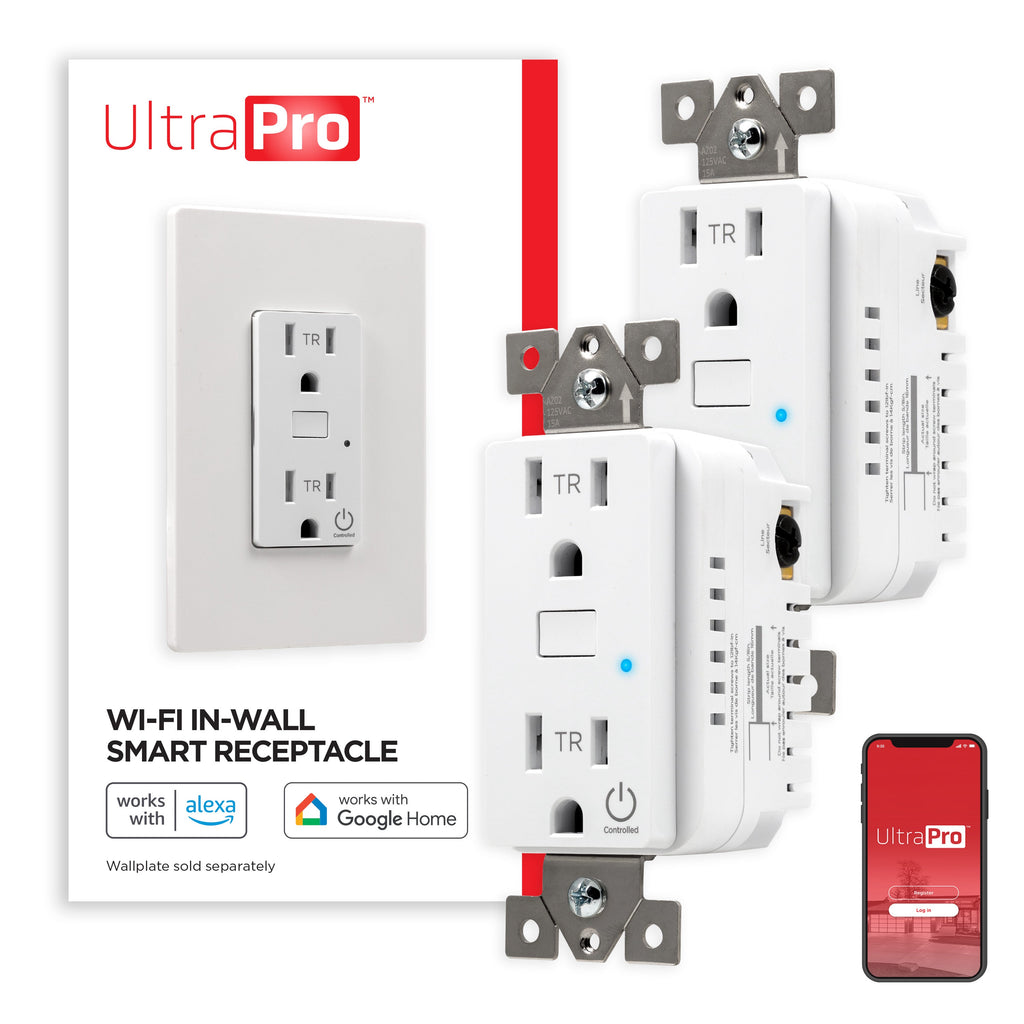 UltraPro Wi-Fi In-Wall Smart Receptacle, 2 pack