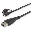 GE 3ft. 2-in-1 Micro/Mini USB Combo Cable, Black