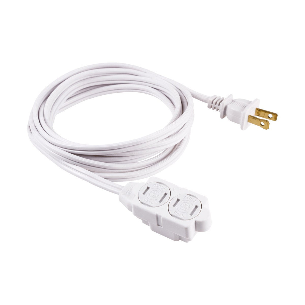GE 3-Outlet 9ft. Extension Cord with Twist-to-Close Outlets, White