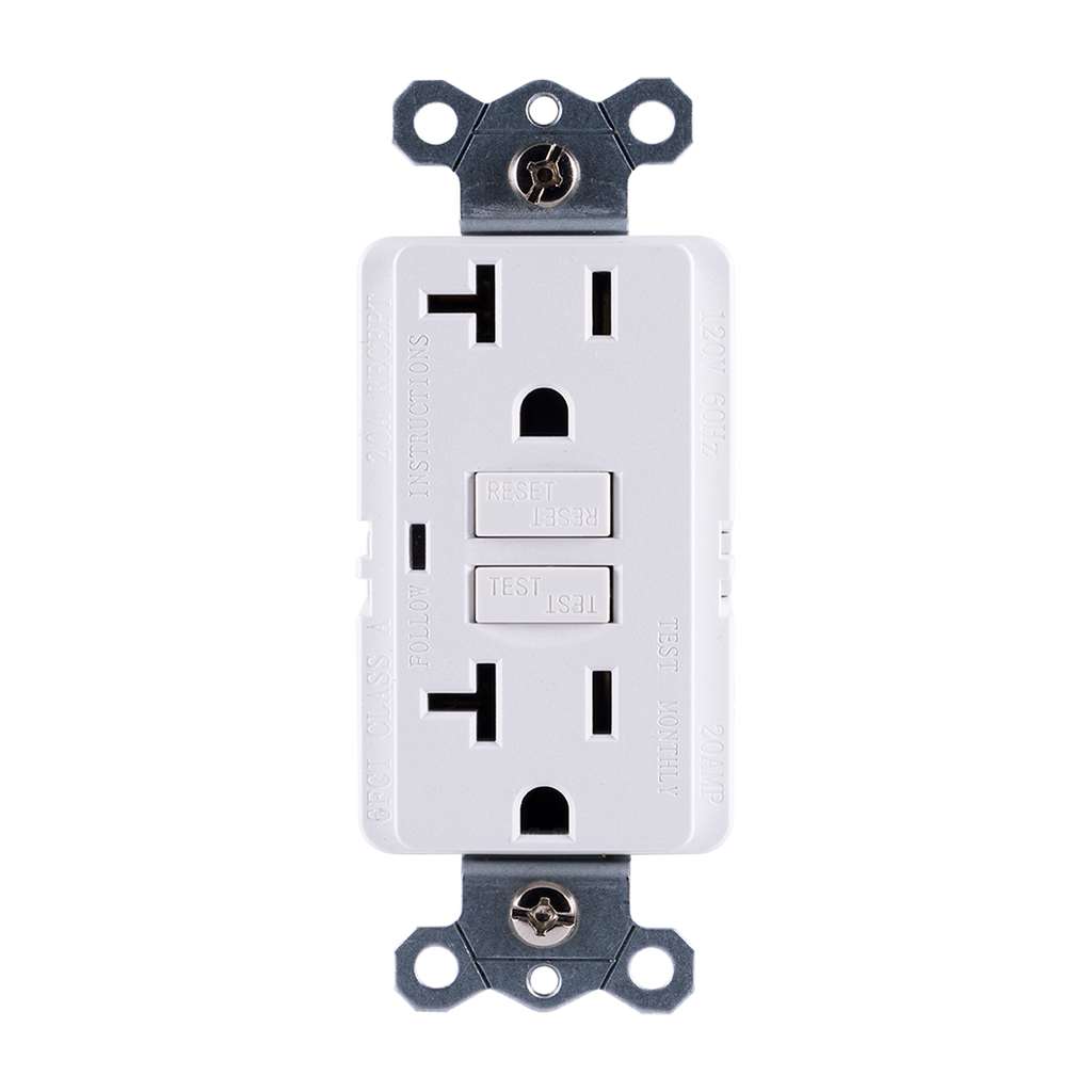 GE Grounding GFCI Receptacle with LED Indicator, White