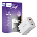 Philips 1 USB and 2 USB-C Wall Charger with Power Delivery, White
