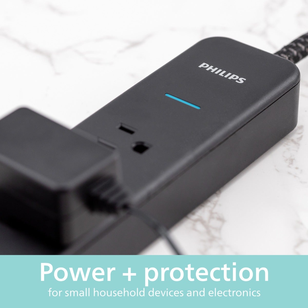 Philips 4-Outlet 4ft. Surge Protector with Adapter-Spaced Outlets, Black